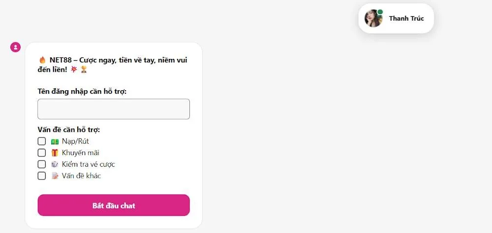 Hỗ trợ qua chat live trên website 6886Win chính thức