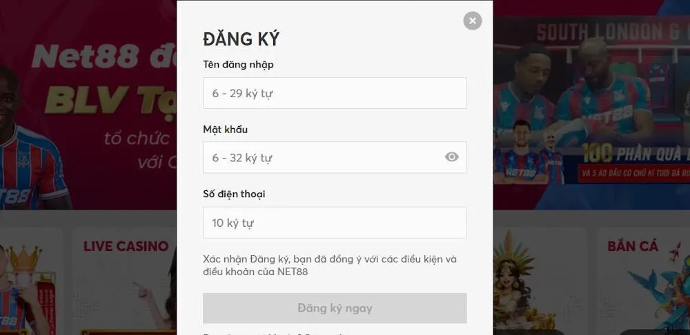 Xác minh để hoàn tất đăng ký 6886Win